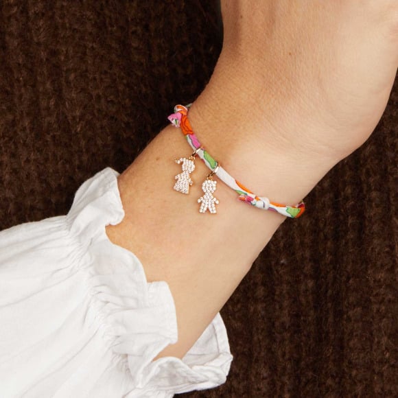 Bracciale Personalizzato Famiglia Pavé Cristallo Liberty Placcato in oro  Merci Maman