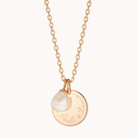 Personalised Pearl Drop Necklace gold plated merci maman