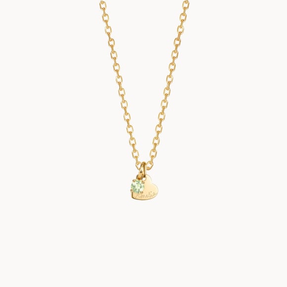 Collana personalizzata con cuore e cristallo solitario pietra di nascita| Merci Maman