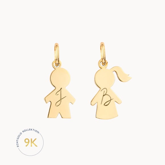 Personalisiertes 375er Gold Kinder Anhänger merci maman