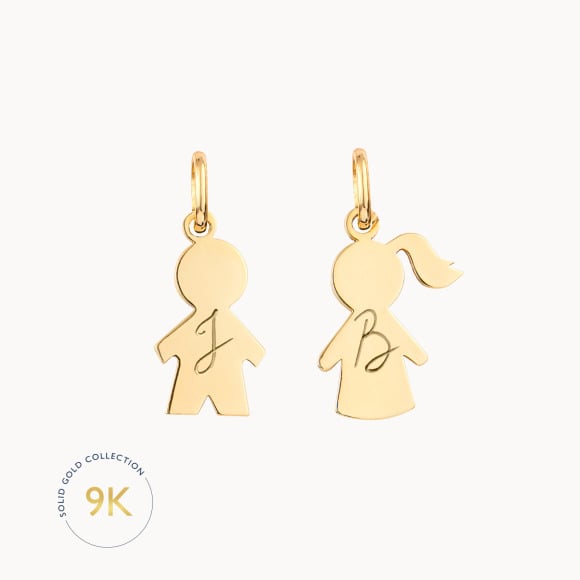 Personalised 9 Carat Gold Mini People Charm merci maman