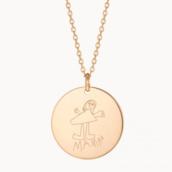 grand collier personnalisé plaqué or merci maman