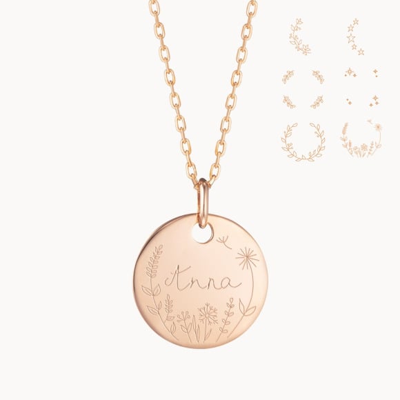 Personalised Decorative Necklace gold plated merci maman