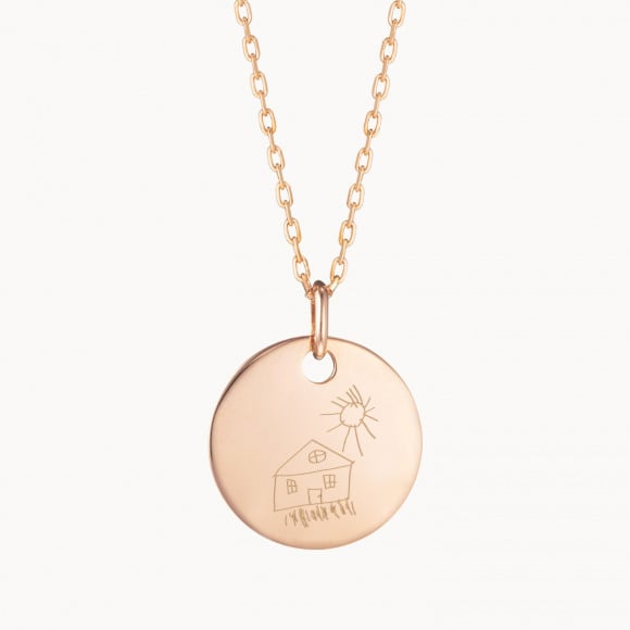 personalised medium handwriting necklace gold plated merci maman