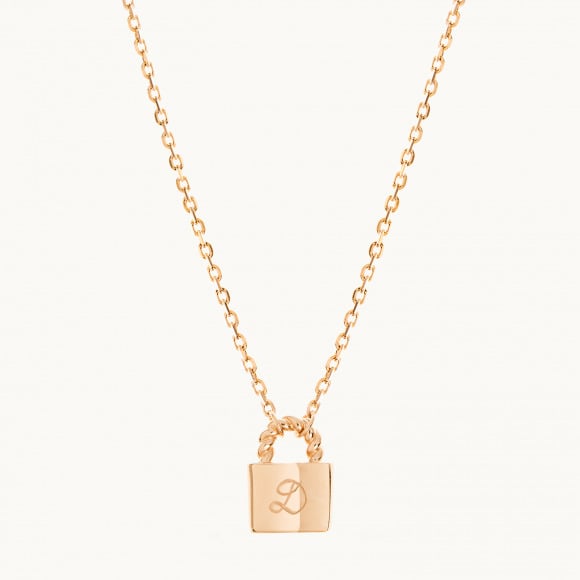 Personalised Padlock Chain Necklace gold plated merci maman