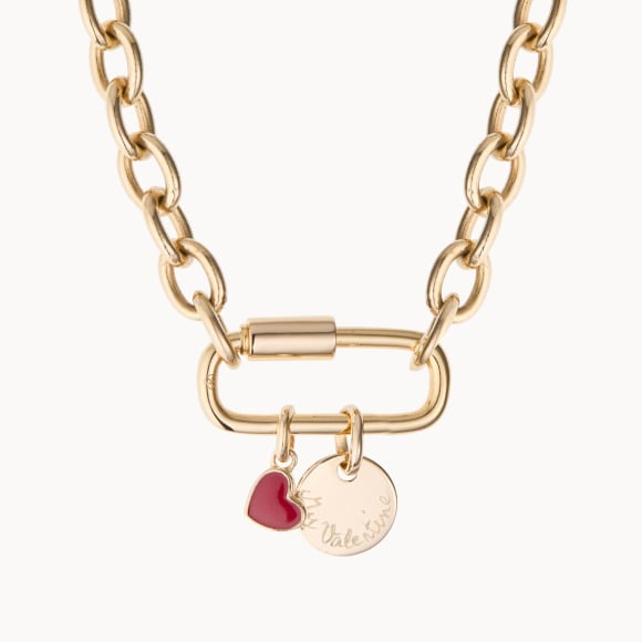 Personalised Valentine's Heart Lucky Charm Necklace gold plated merci maman