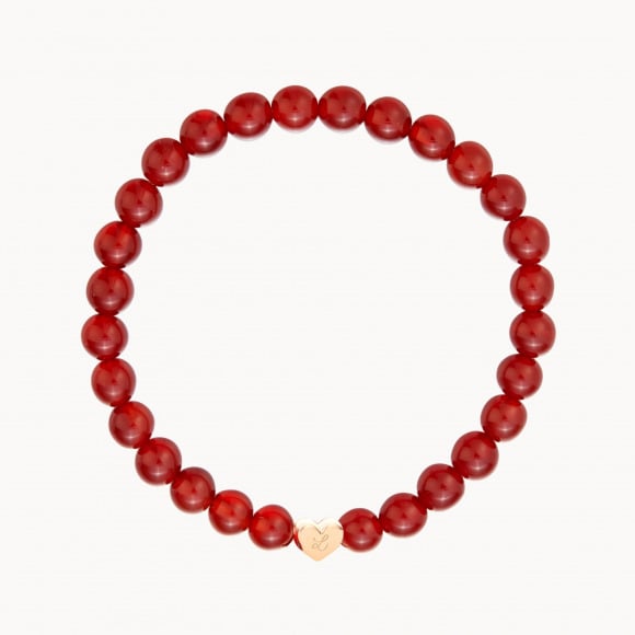 Personalised Heart Initial Beaded Bracelet gold plated red agate merci maman