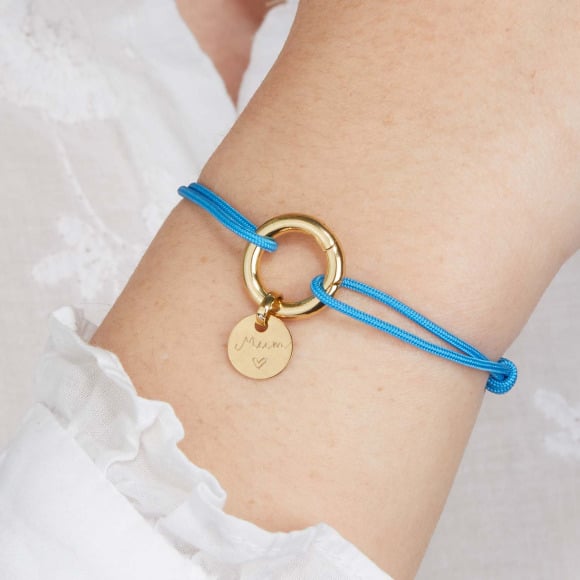 Personalised Round Lucky Charm Stainless Steel Braid Bracelet merci maman