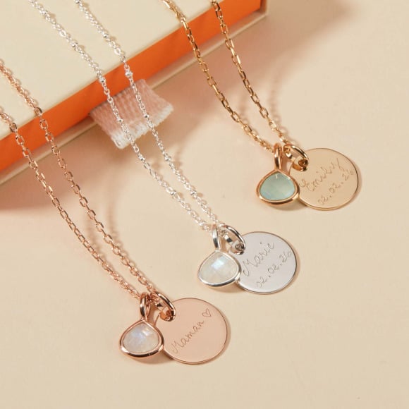 Collier personnalisé Petite Pierre Fine merci maman