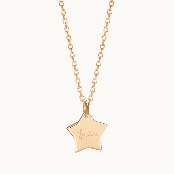 Personalised Star Necklace gold plated merci maman