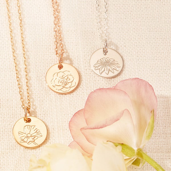 november birth flower camellia necklace gold plated merci maman