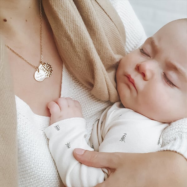 Collier personnalisé double disque martelé Merci Maman