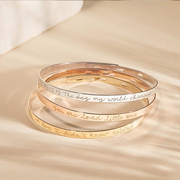 personalised flat bangle gold sterling rose gold merci maman