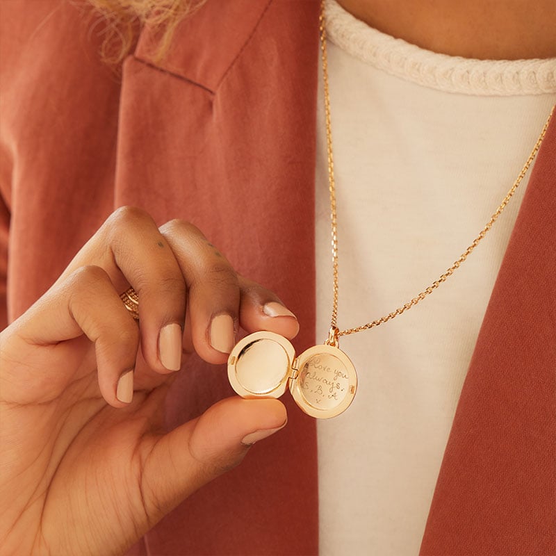 Collier médaillon secret plaqué or merci maman