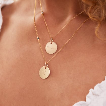 Collar de cadena con piedra de nacimiento integrada baño oro merci maman