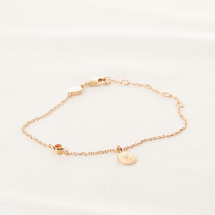Personalised Birthstone Chain Bracelet gold plated Orange Chalcedony merci maman