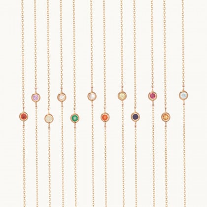 Collar de cadena con piedra de nacimiento integrada baño oro merci maman