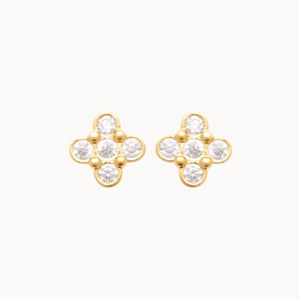 Crystal Clover Stud Earrings gold plated merci maman