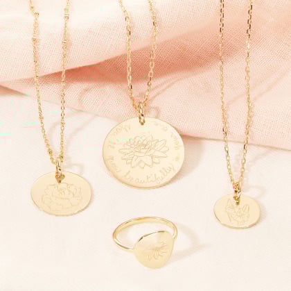 personalised birth flower ring gold plated merci maman