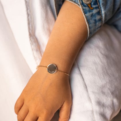 Children's Personalised Pastille Chain Bracelet gold plated merci maman