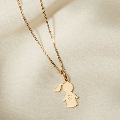 Personalised 9 Carat Gold Girl Necklace merci maman