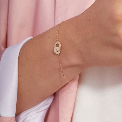 Personalised 9 Carat Gold Mini Intertwined Chain Bracelet merci maman