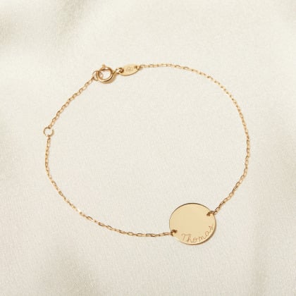 Pulsera personalizada de cadena Medalla en oro de 9 kilates merci maman