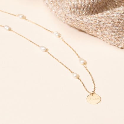 Personalised 9 Carat Gold Pearl Necklace