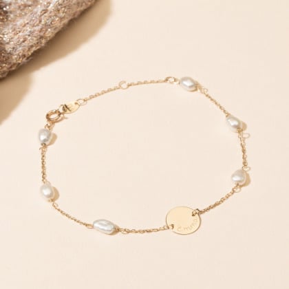 Bracelet personnalisé Gouttes perlées 9 carats merci maman