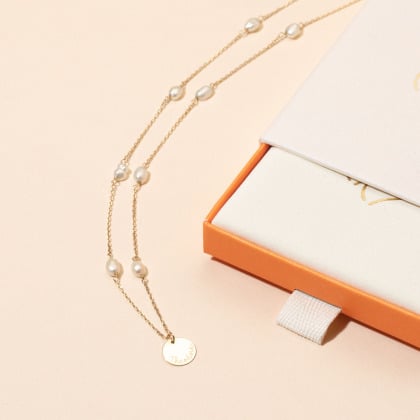 Personalised 9 Carat Gold Pearl Necklace