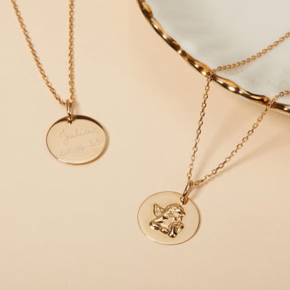 Collana personalizzata con Medaglia dell'Angelo in oro 9 carati merci maman