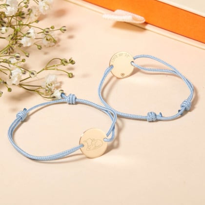 Personalisiertes 375er Gold Armband mit Illustration zur Taufe oder Kommunion merci maman