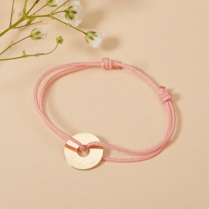 Bracciale personalizzato con Mini Disco Aperto in oro 9 carati merci maman