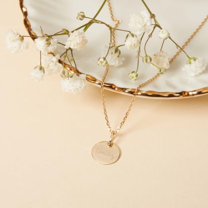 Mini disco personalizzato in oro 9 carati merci maman