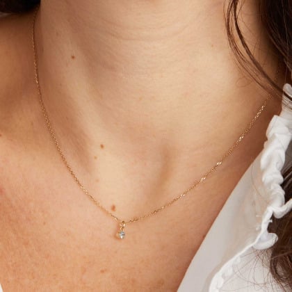 9 Carat Gold Birthstone Necklace Solid Gold Merci Maman