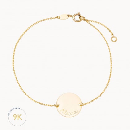 Bracelet personnalisé pastille sur chaîne en or 9 carats merci maman