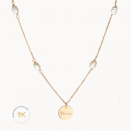 personalised 9 carat gold pearl necklace merci maman