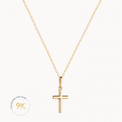 Collana con croce in oro 9 carati merci maman