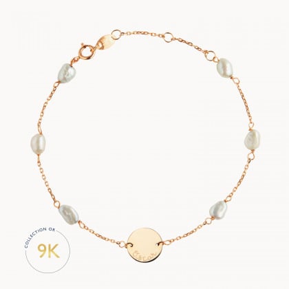 Bracelet personnalisé Gouttes perlées 9 carats merci maman
