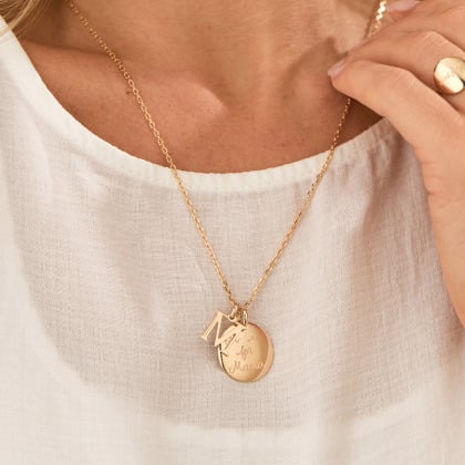 personalised alphabet necklace gold plated merci maman