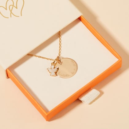 Collana personalizzata Angelo in Madreperla merci maman
