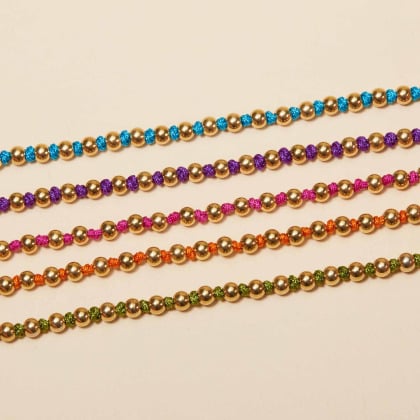 Beaded Colour Bracelet in Golden Stainless Steel merci maman