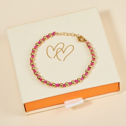 Beaded Colour Bracelet in Golden Stainless Steel merci maman