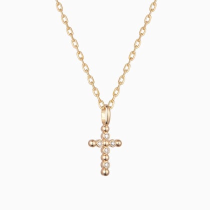 Beaded Cross Necklace gold plated merci maman