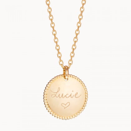 Personalised Beaded Disc Necklace gold plated merci maman