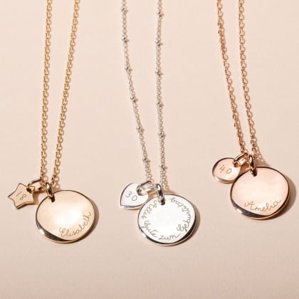 Personalisierte Gebrutstags Halskette vergoldet merci maman