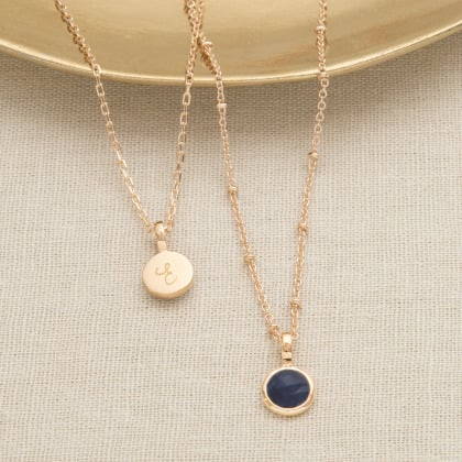 Personalised Birthstone Necklace gold plated merci maman