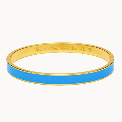 Personalised Coloured Flat Bangle in Stainless Steel merci maman