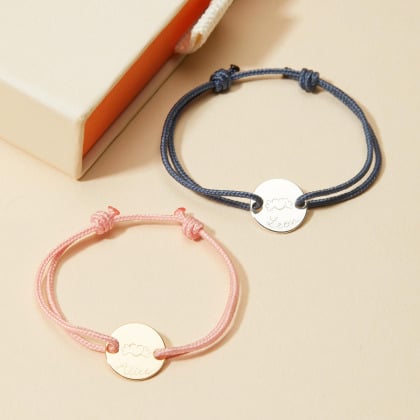 Bracciale personalizzato con mini pastiglia Merci Maman x Mellipou placcato in oro