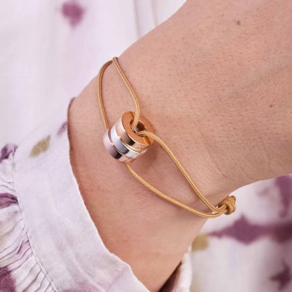 Pulsera personalizada Triple Unión baño de oro rosa  plata de ley baño de oro rosa